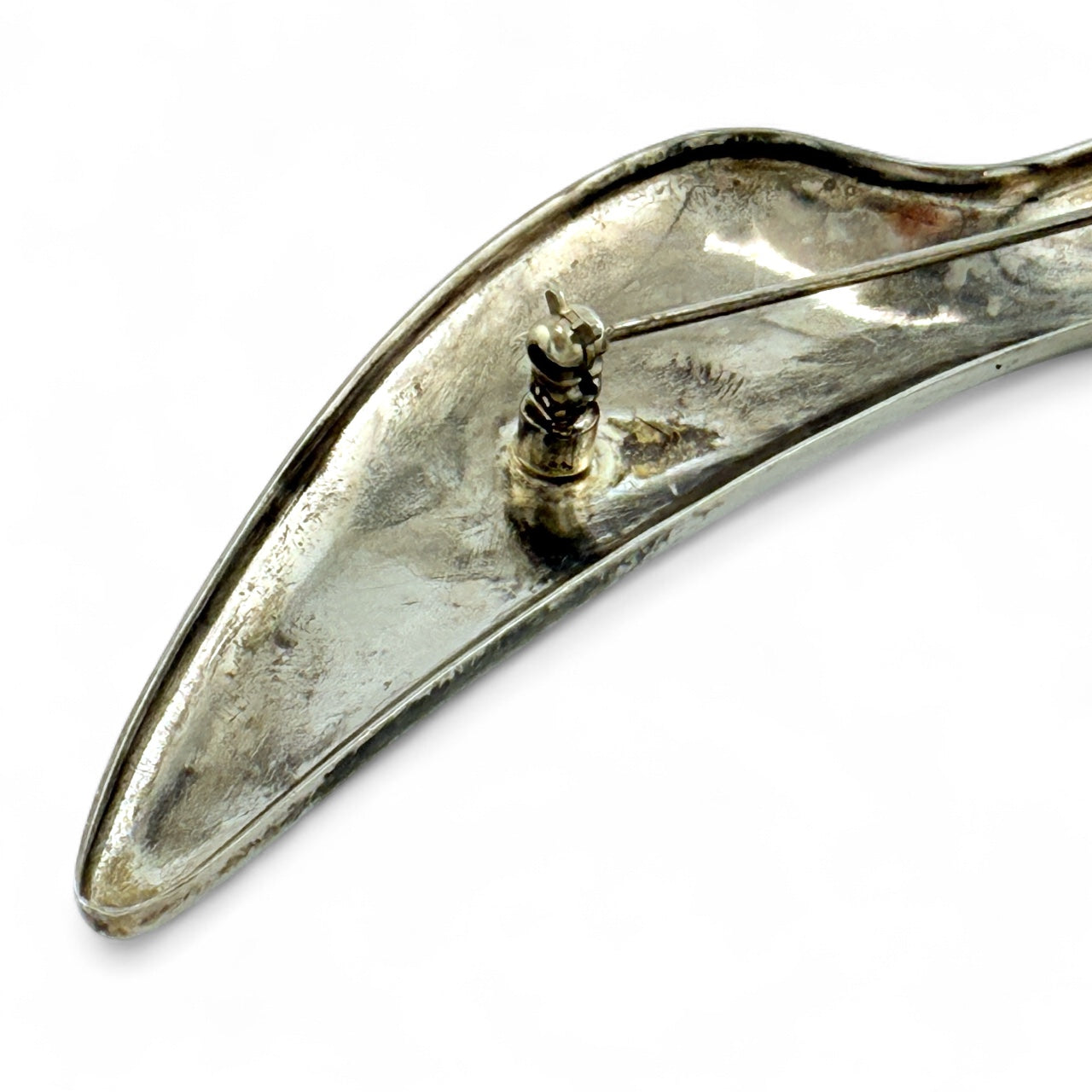 Large Sterling Silver Modernist Wave Brooch