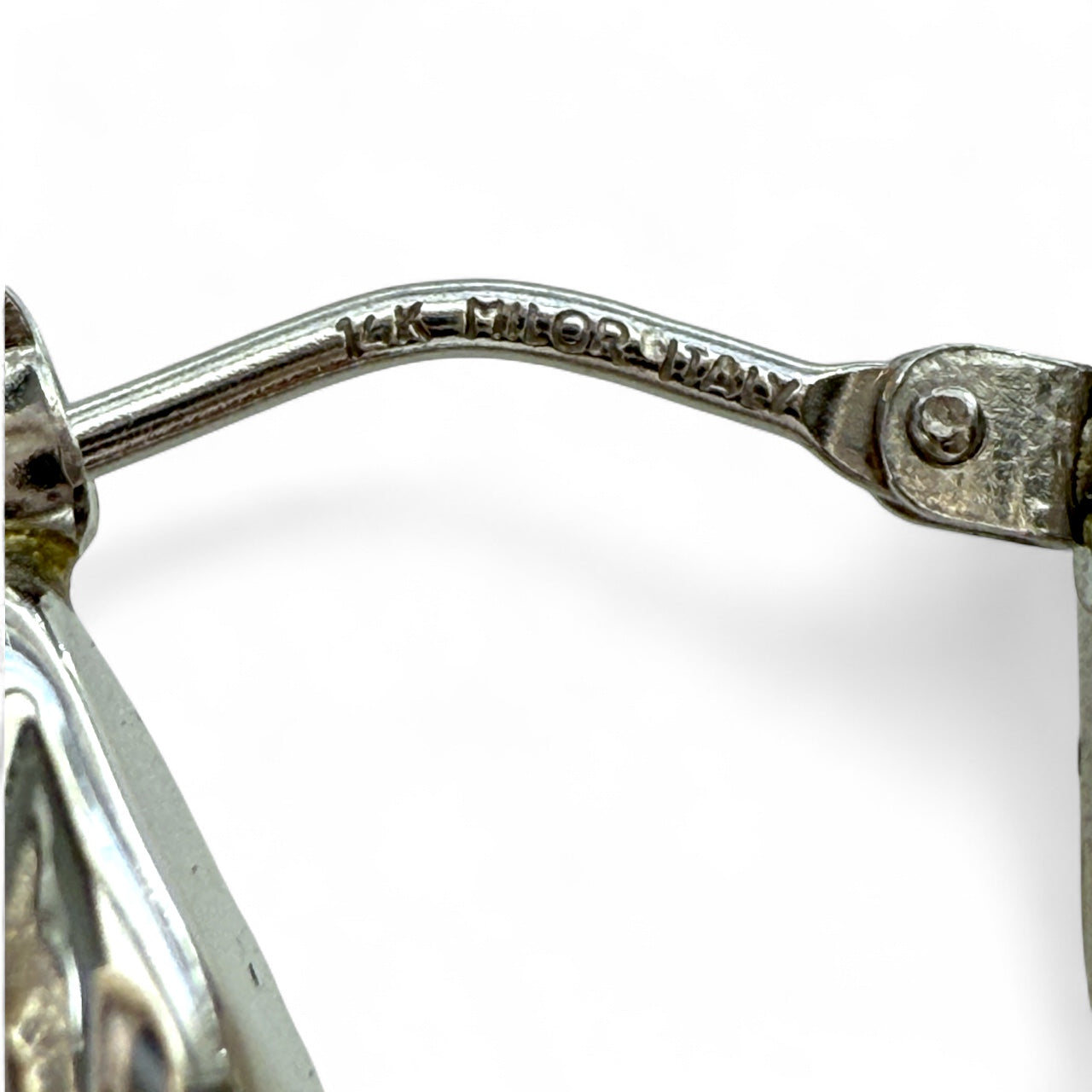 Milor Italy 14k White Gold Resin Core 1" Twisted Hoop Earrings