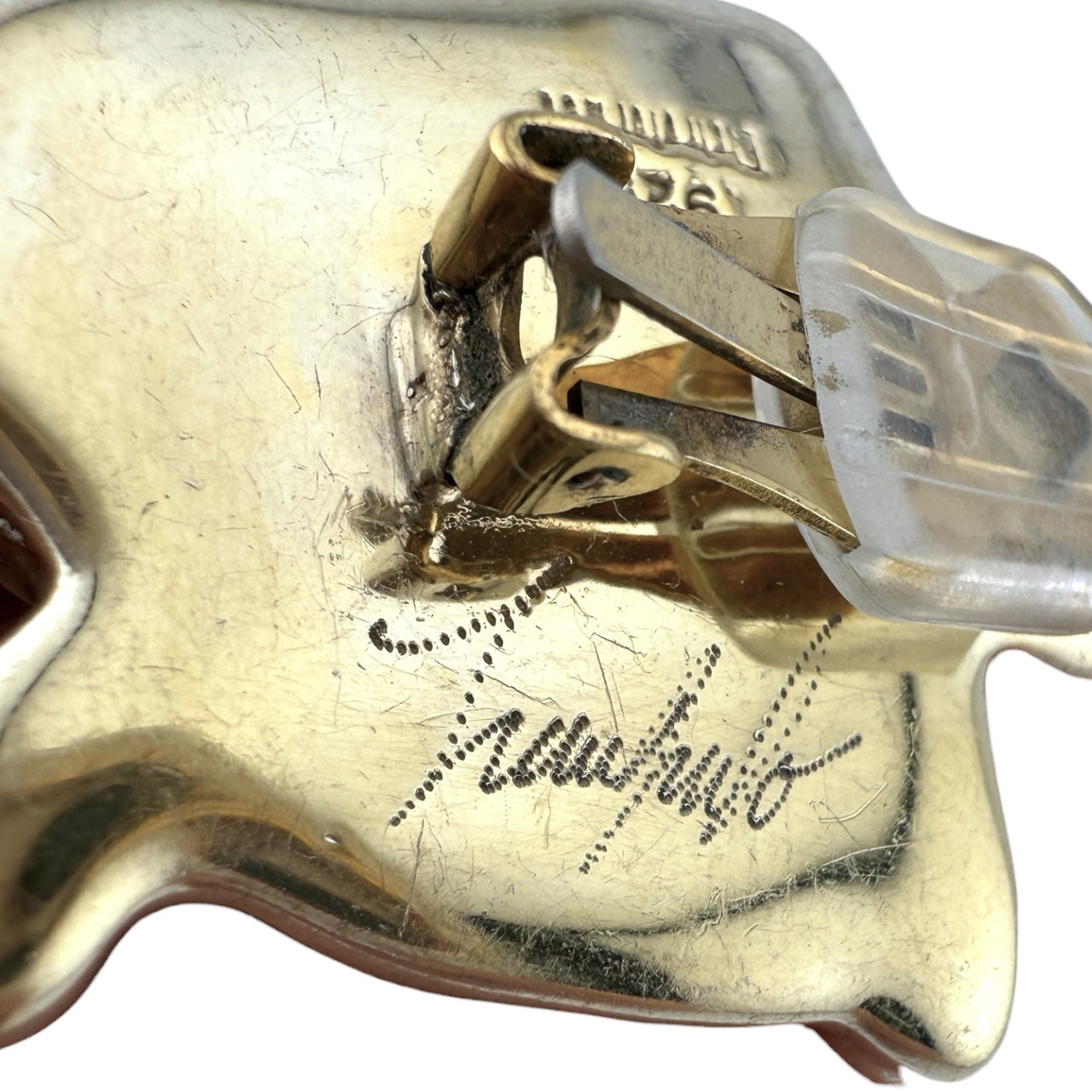 Vintage Frederic Jean Duclos Sterling Silver Electroform Crouching Woman Figure Clip Earrings