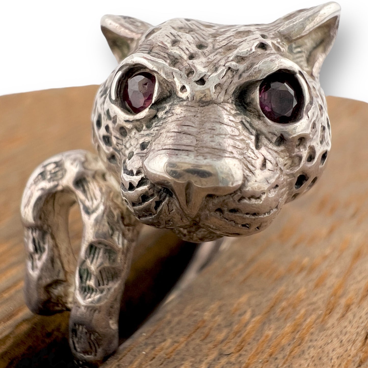 Kabana Sterling Leopard with Ruby Eyes Ring