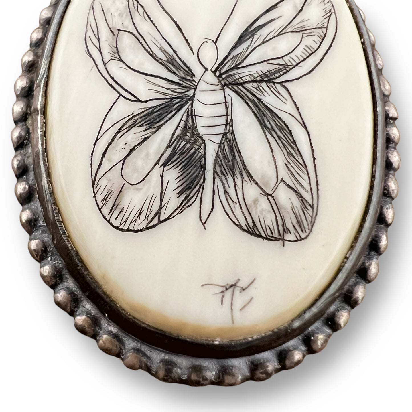 Scrimshaw Sterling Silver Butterfly Pendant