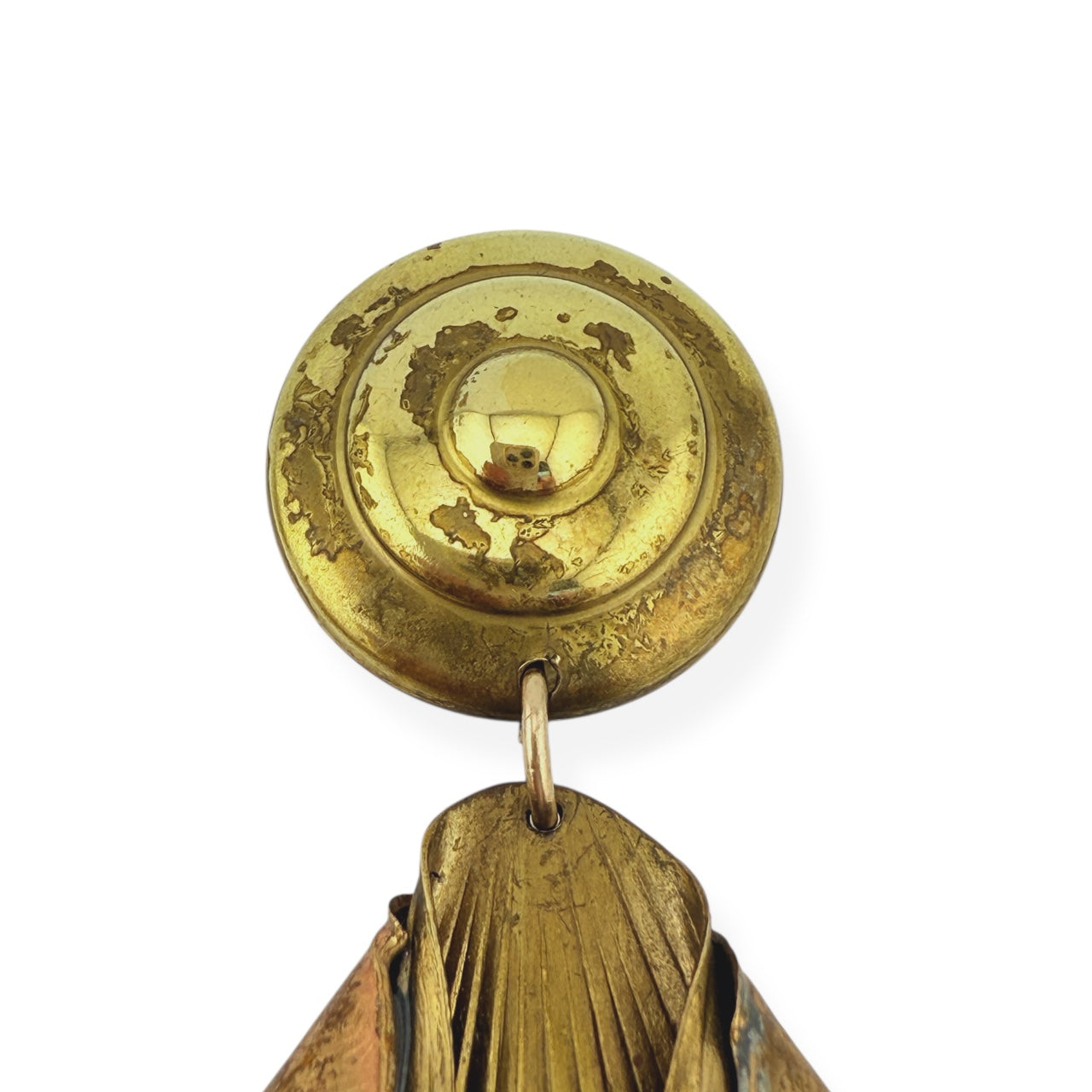 Artisan Copper & Brass Ginkgo Leaf Clip-On Drop Earrings