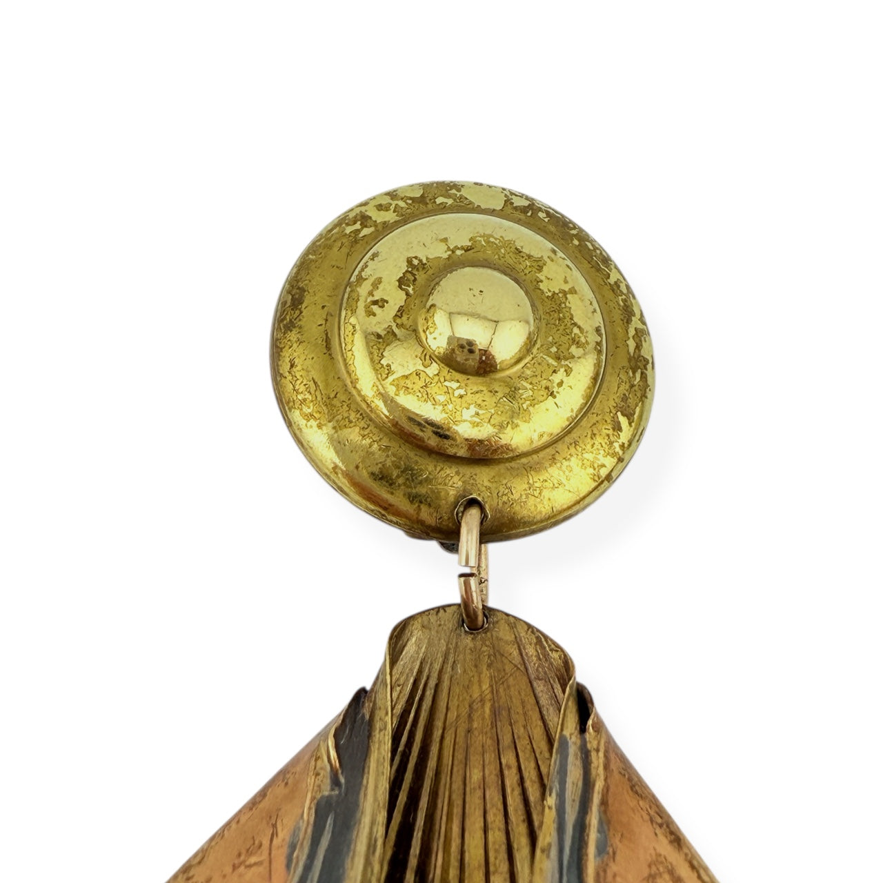 Artisan Copper & Brass Ginkgo Leaf Clip-On Drop Earrings