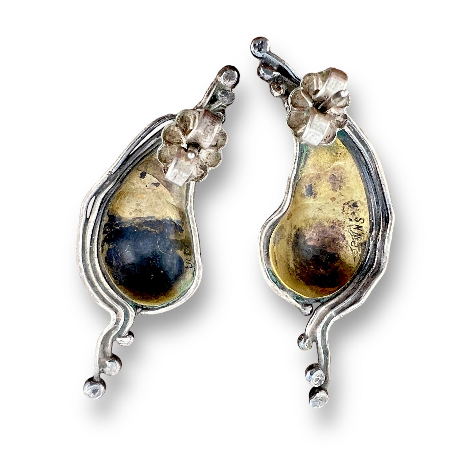 Joseph Downs Silver and Gold Teardrop Earrings