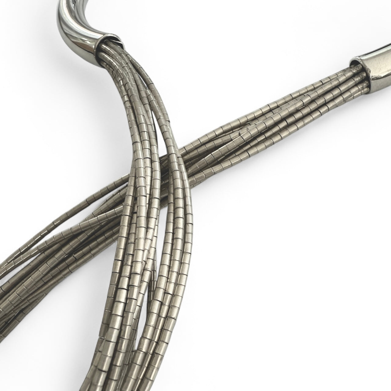 Contemporary Liquid Silver Cascade Collar Necklace