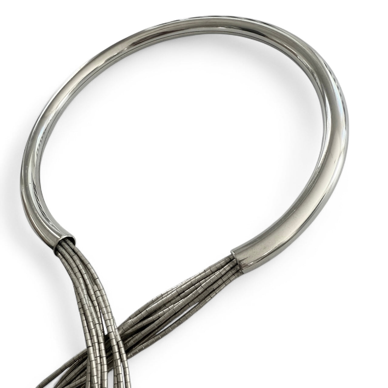 Contemporary Liquid Silver Cascade Collar Necklace