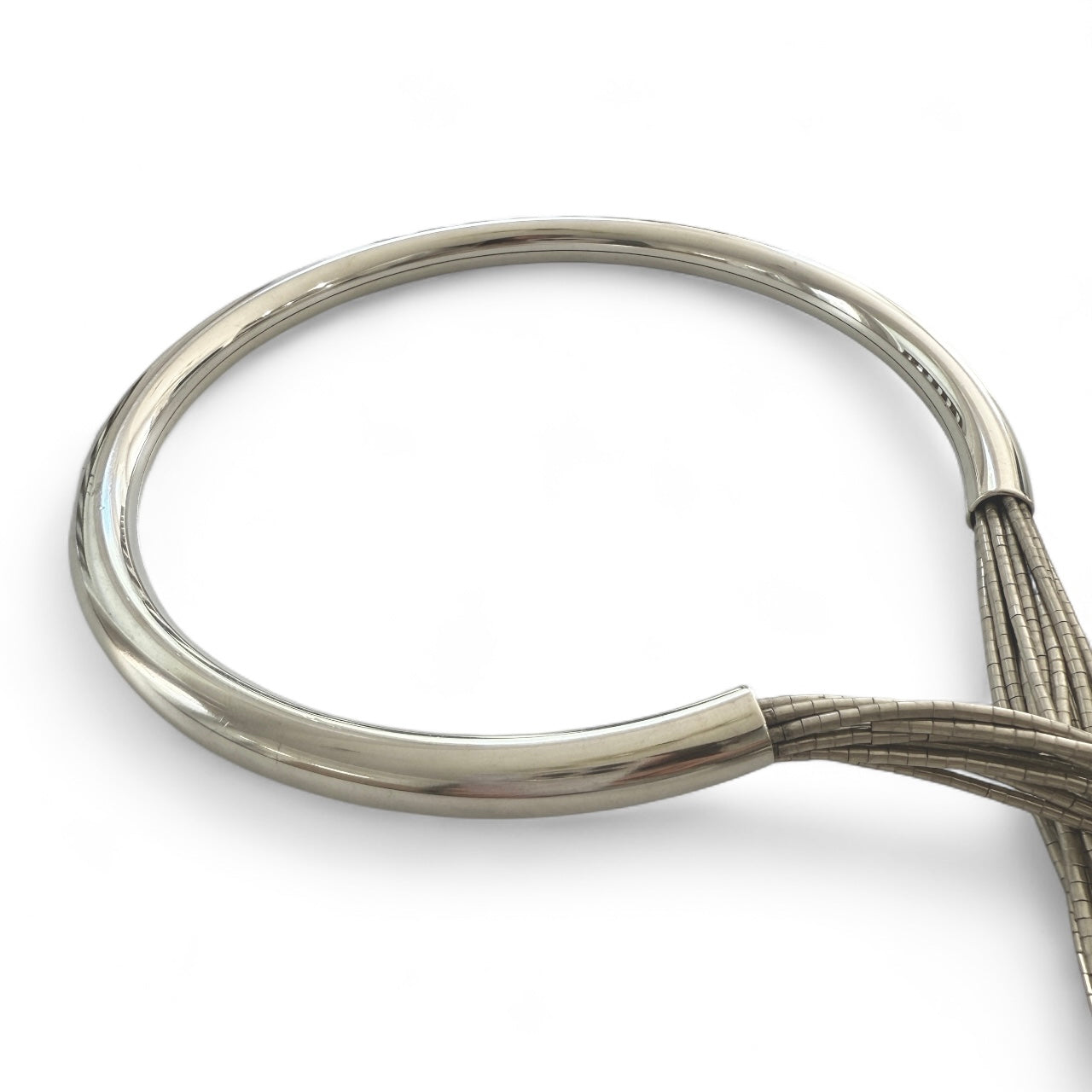 Contemporary Liquid Silver Cascade Collar Necklace