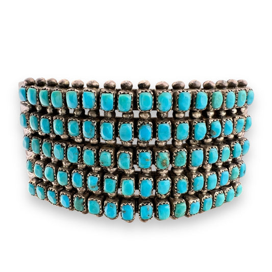 Clark Couyance 5 Row Zuni Turquoise Cuff Bracelet