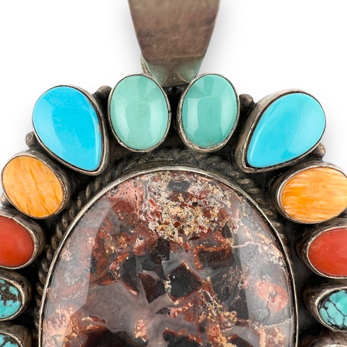 Bea Tom Navajo Sterling Silver Multi-Stone Pendant