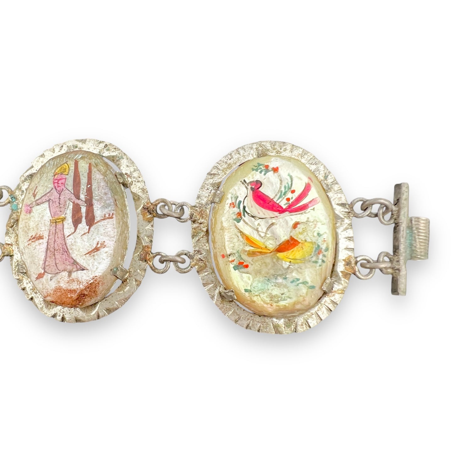 Vintage Hand-Painted Persian Mother of Pearl Bracelet