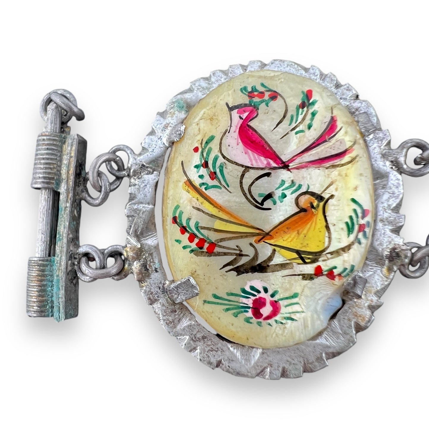 Vintage Hand-Painted Persian Mother of Pearl Bracelet