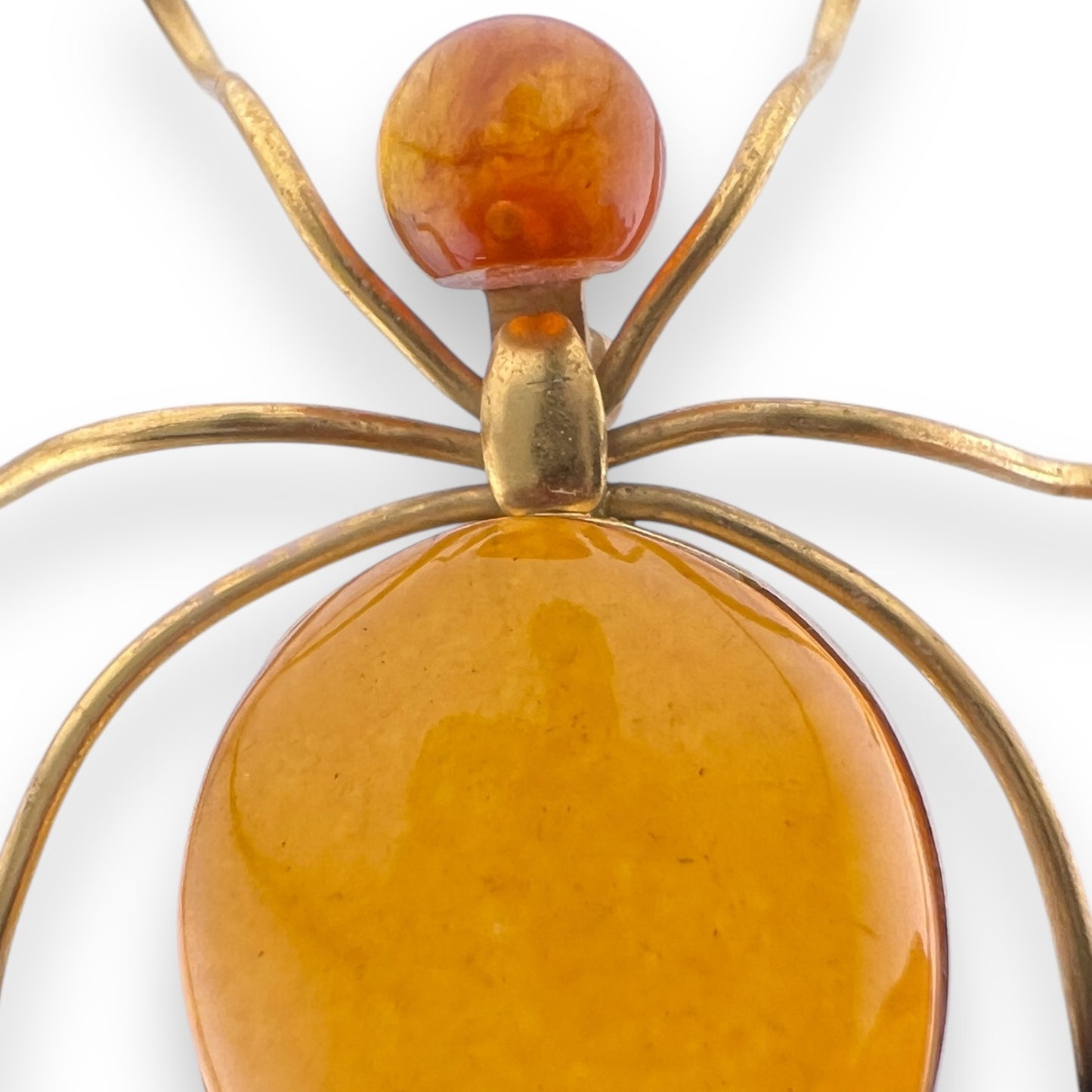 Vintage 1960s 14k Yellow Gold Russian Natural Baltic Amber Spider Brooch Designed for Russian Royalty