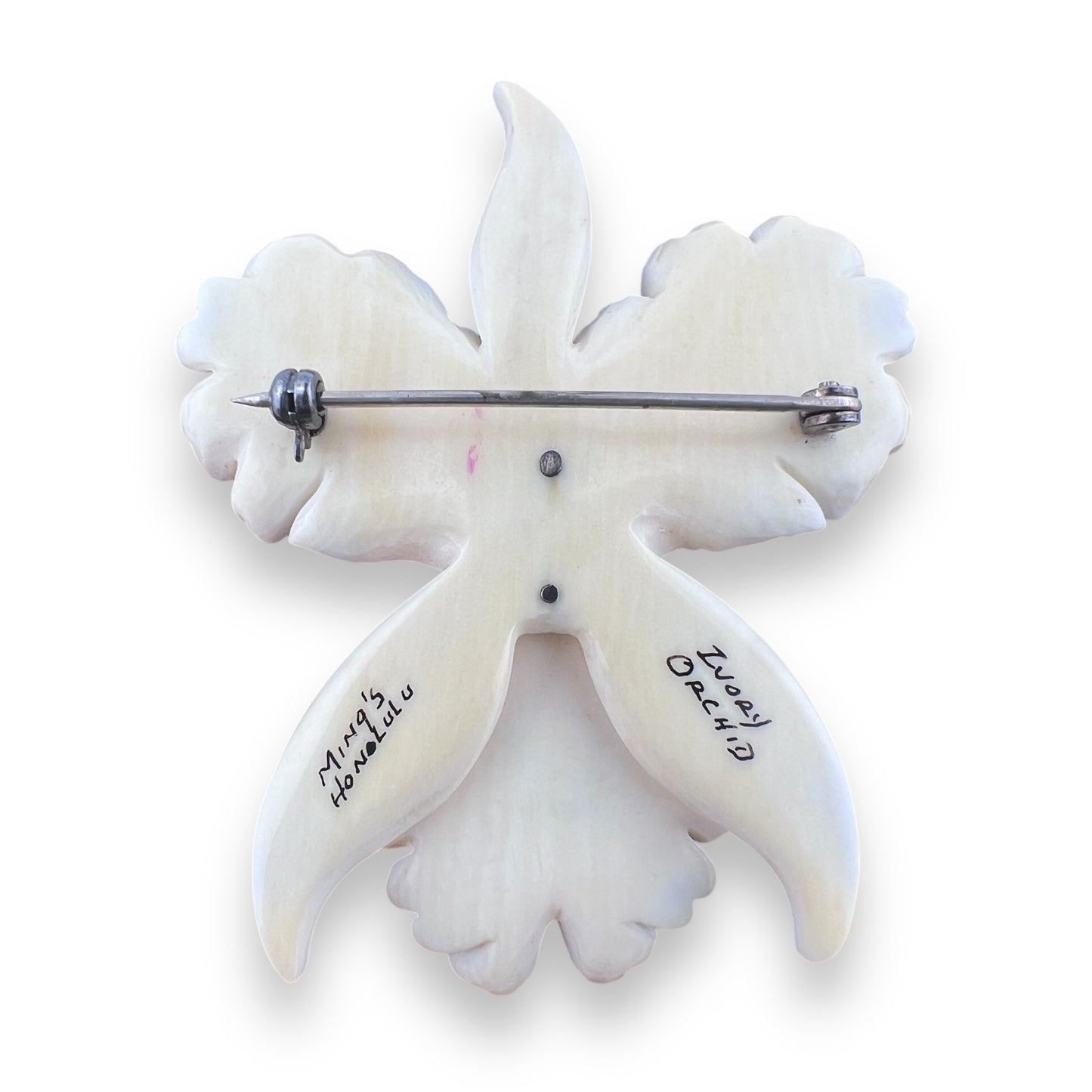 Ming's Honolulu Ivory Orchid Flower Brooch