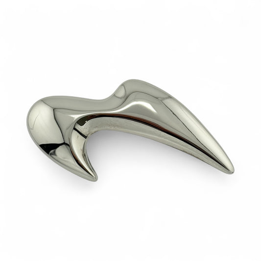 Large Sterling Silver Modernist Wave Brooch