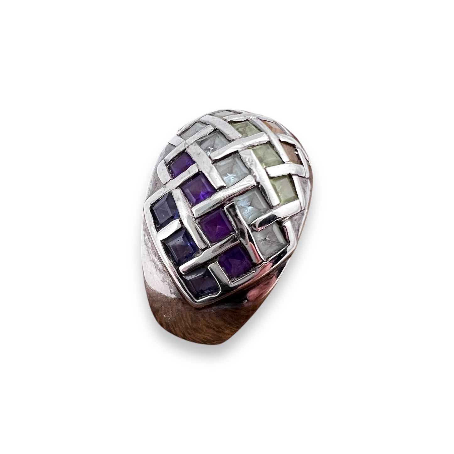 Vintage Multicolor Gemstone Sterling Ring