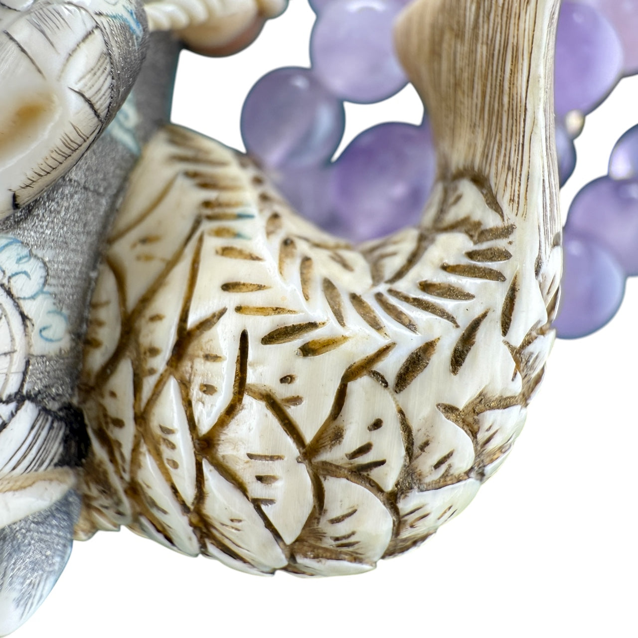 Japanese Ivory Kinko Sennin & Carp Pendant Necklace 14k GF