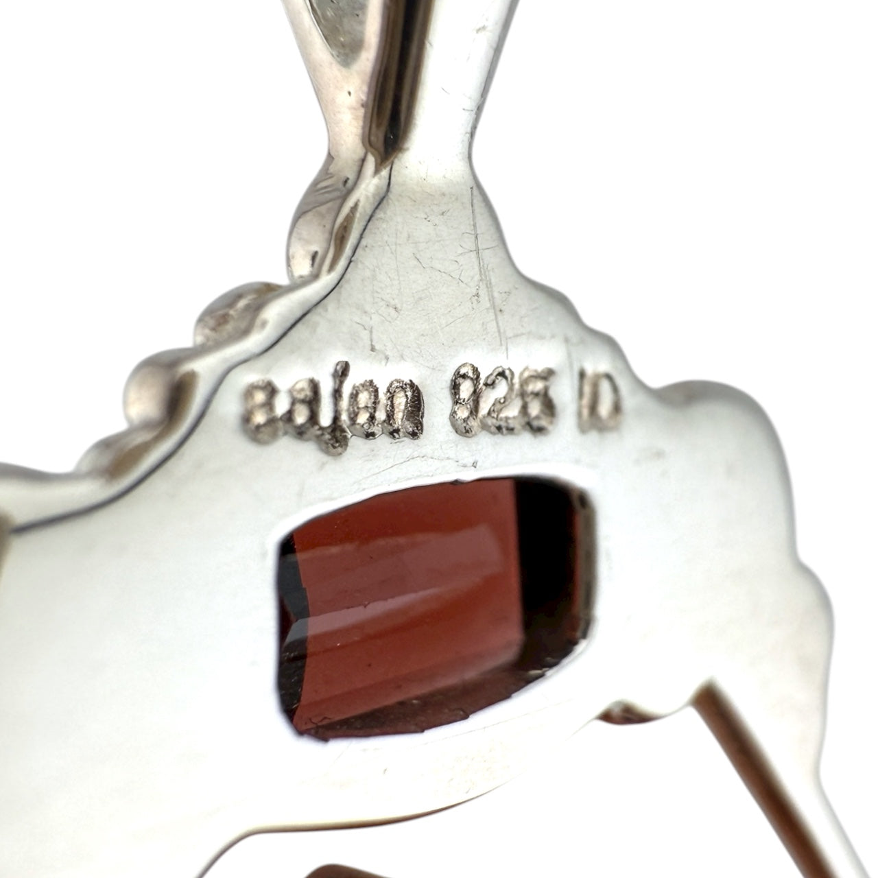 Intricately Carved Red Jasper Ganesha Pendant by Sajen, Accented with Faceted Garnets & 925 Sterling Silver