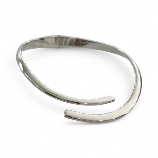 Sterling Silver Minimalist Open Collar Hinged Necklace