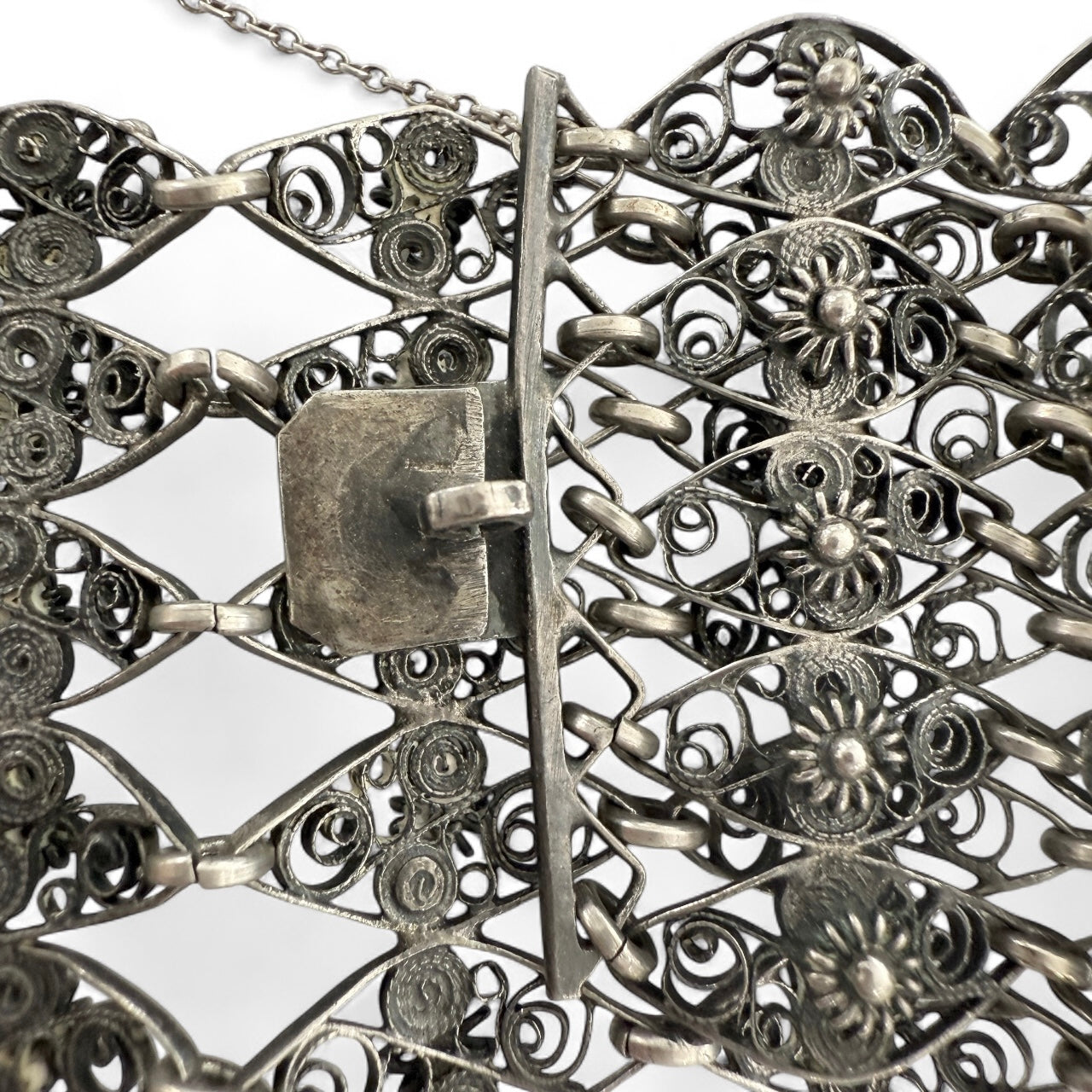 Vintage 835 Silver Heirloom Wide 5-Row Filigree Floral Bracelet