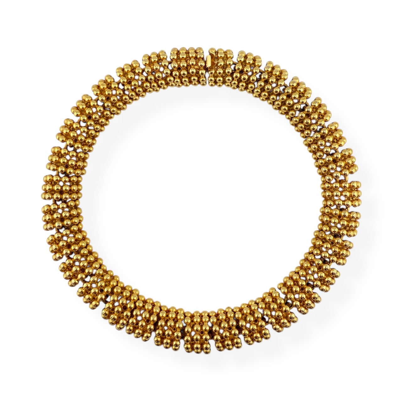 Vintage Fernando Originals Wide Dimensional Gold Tone Beaded Choker Necklace