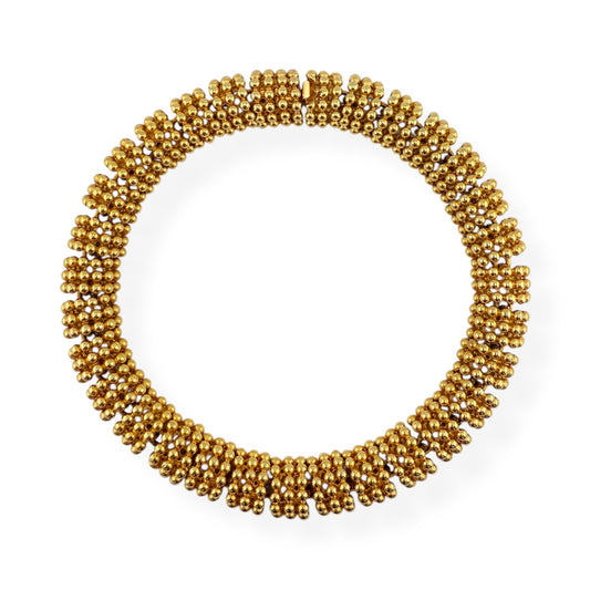 Vintage Fernando Originals Wide Dimensional Gold Tone Beaded Choker Necklace