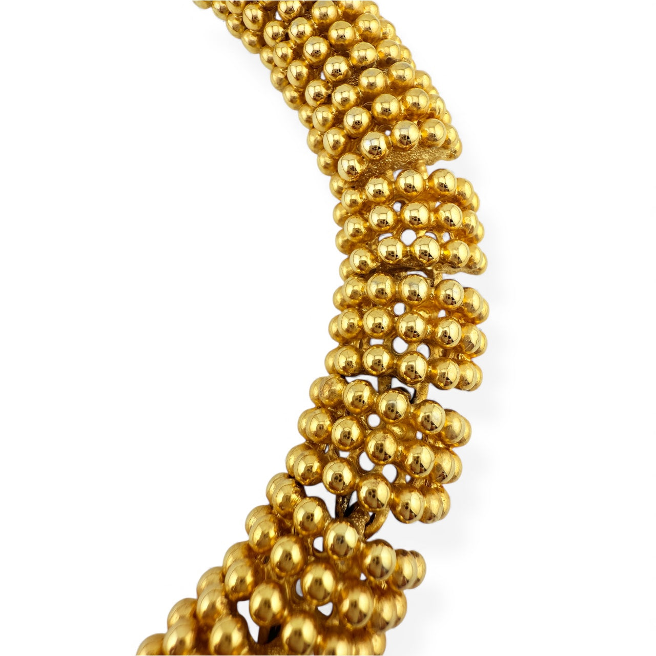 Vintage Fernando Originals Wide Dimensional Gold Tone Beaded Choker Necklace