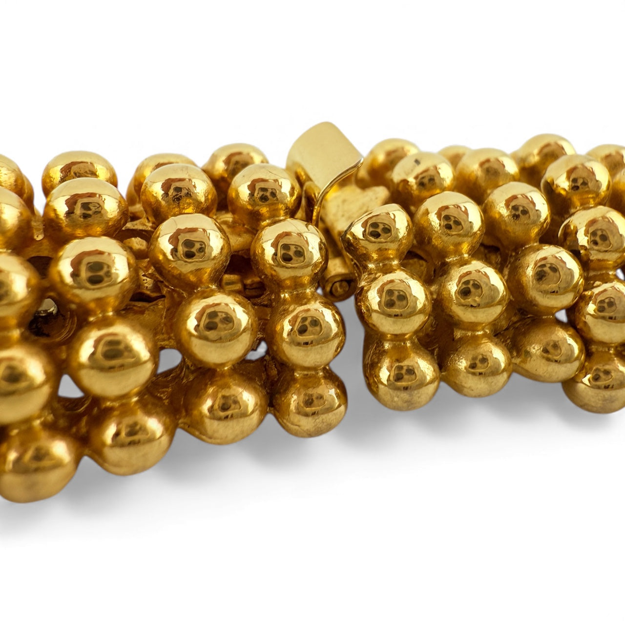 Vintage Fernando Originals Wide Dimensional Gold Tone Beaded Choker Necklace