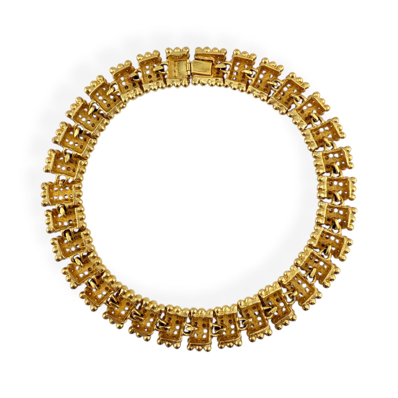 Vintage Fernando Originals Wide Dimensional Gold Tone Beaded Choker Necklace