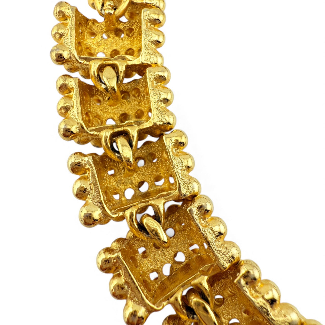 Vintage Fernando Originals Wide Dimensional Gold Tone Beaded Choker Necklace