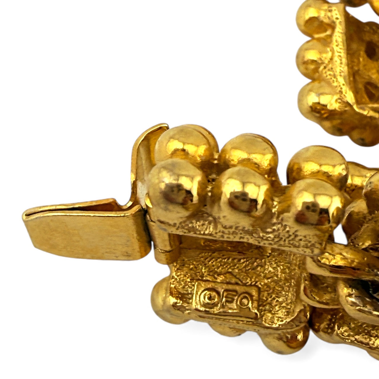 Vintage Fernando Originals Wide Dimensional Gold Tone Beaded Choker Necklace