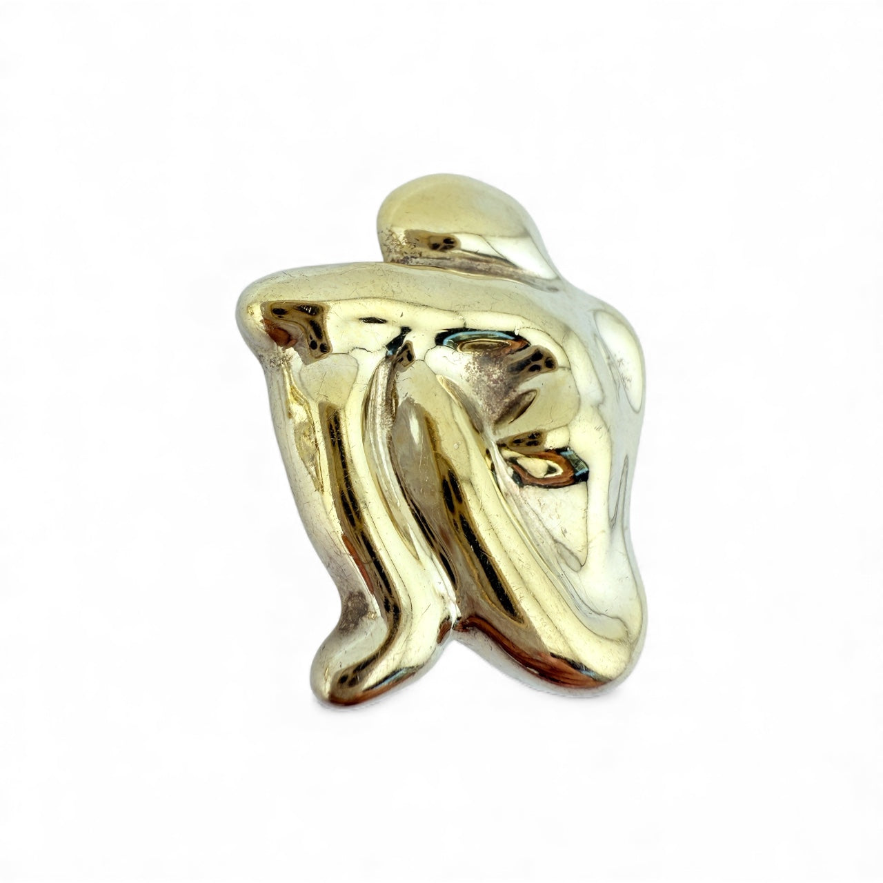 Vintage Frederic Jean Duclos Sterling Silver Electroform Crouching Woman Figure Clip Earrings