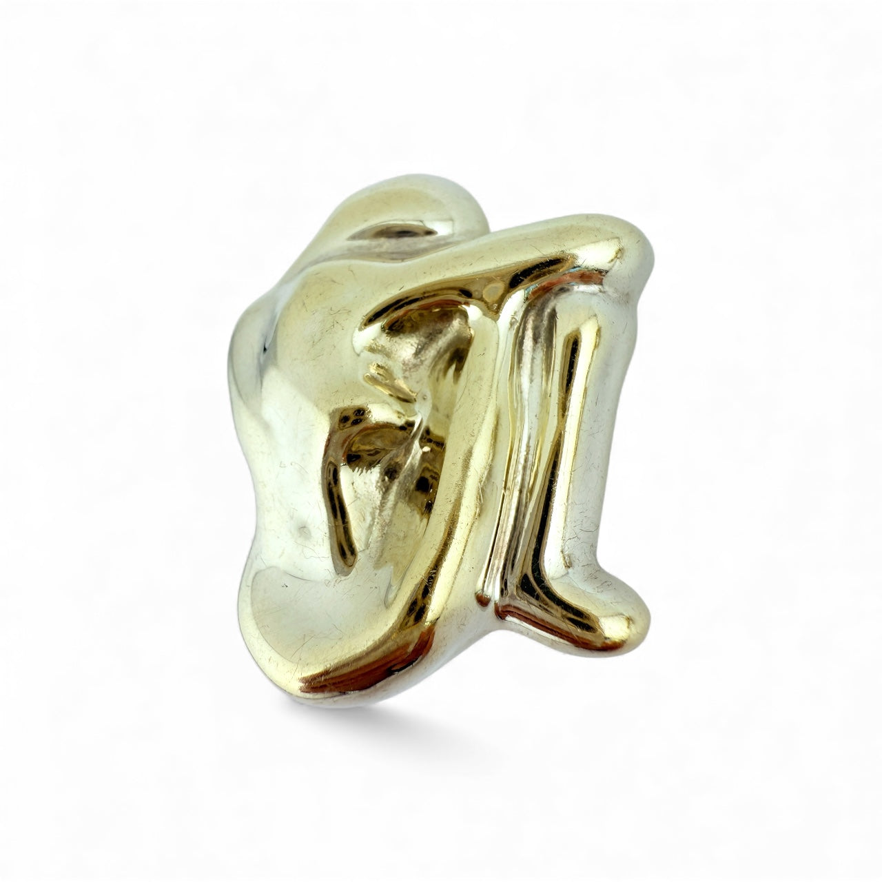 Vintage Frederic Jean Duclos Sterling Silver Electroform Crouching Woman Figure Clip Earrings