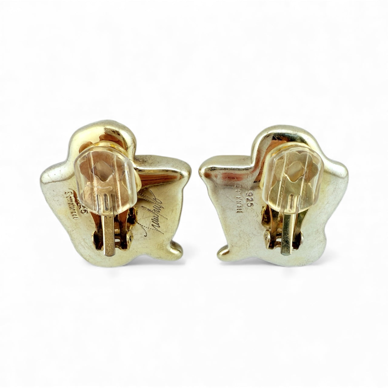 Vintage Frederic Jean Duclos Sterling Silver Electroform Crouching Woman Figure Clip Earrings