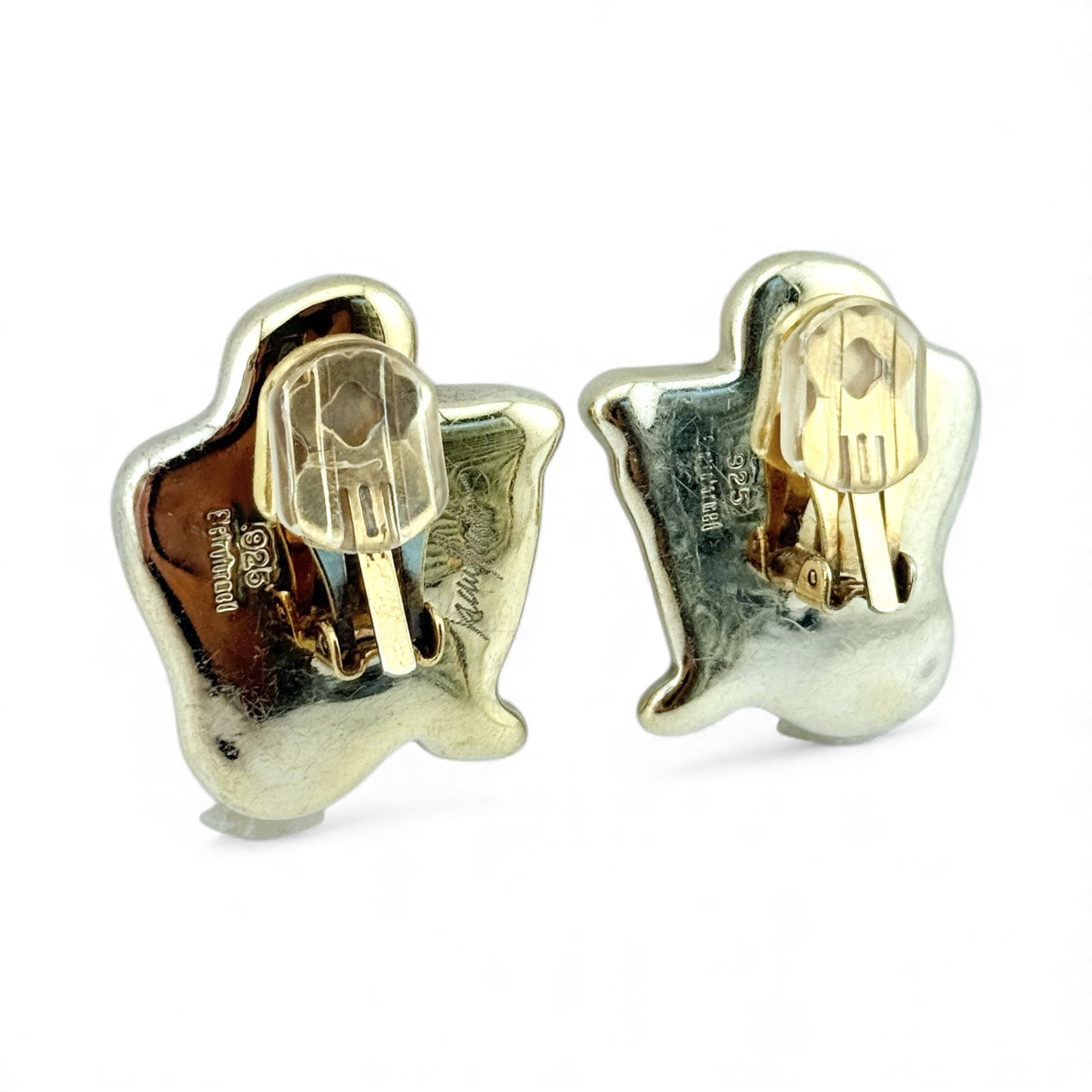 Vintage Frederic Jean Duclos Sterling Silver Electroform Crouching Woman Figure Clip Earrings