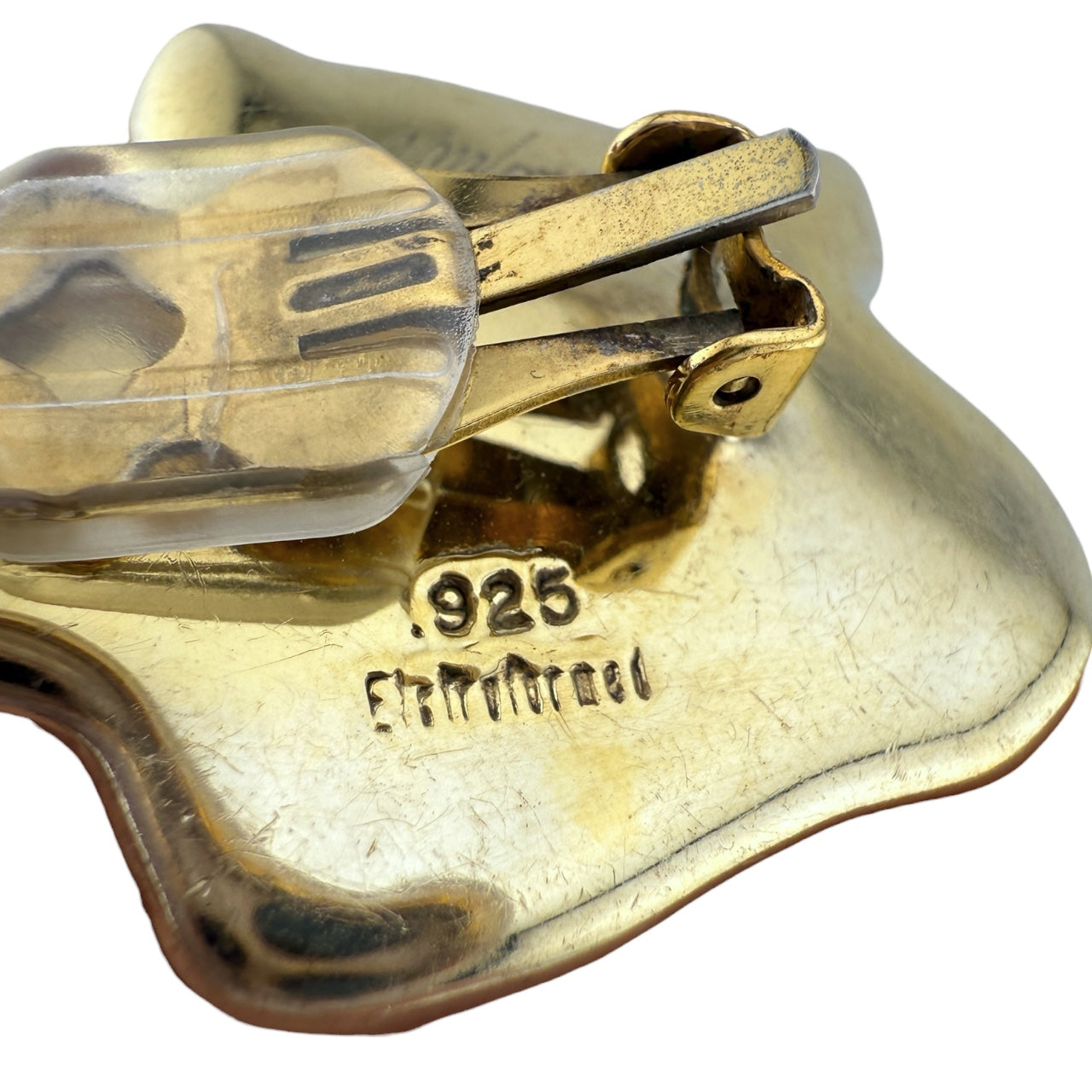 Vintage Frederic Jean Duclos Sterling Silver Electroform Crouching Woman Figure Clip Earrings