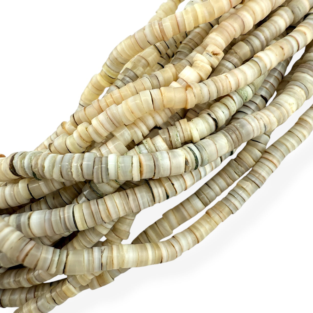 Native American 20-Strand Heishi Shell & Abalone Bear Pendant Necklace