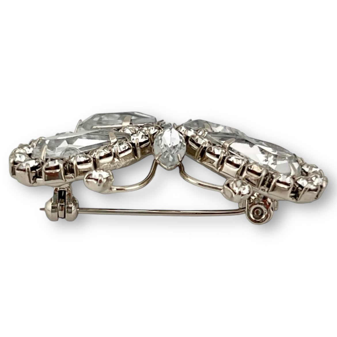 Butterfly Brooch Clear Rhinestone Silver Tone Art Deco Vintage