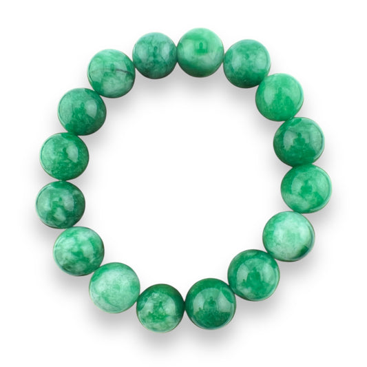 Vintage Jade Green Bead Bracelet Stretchy