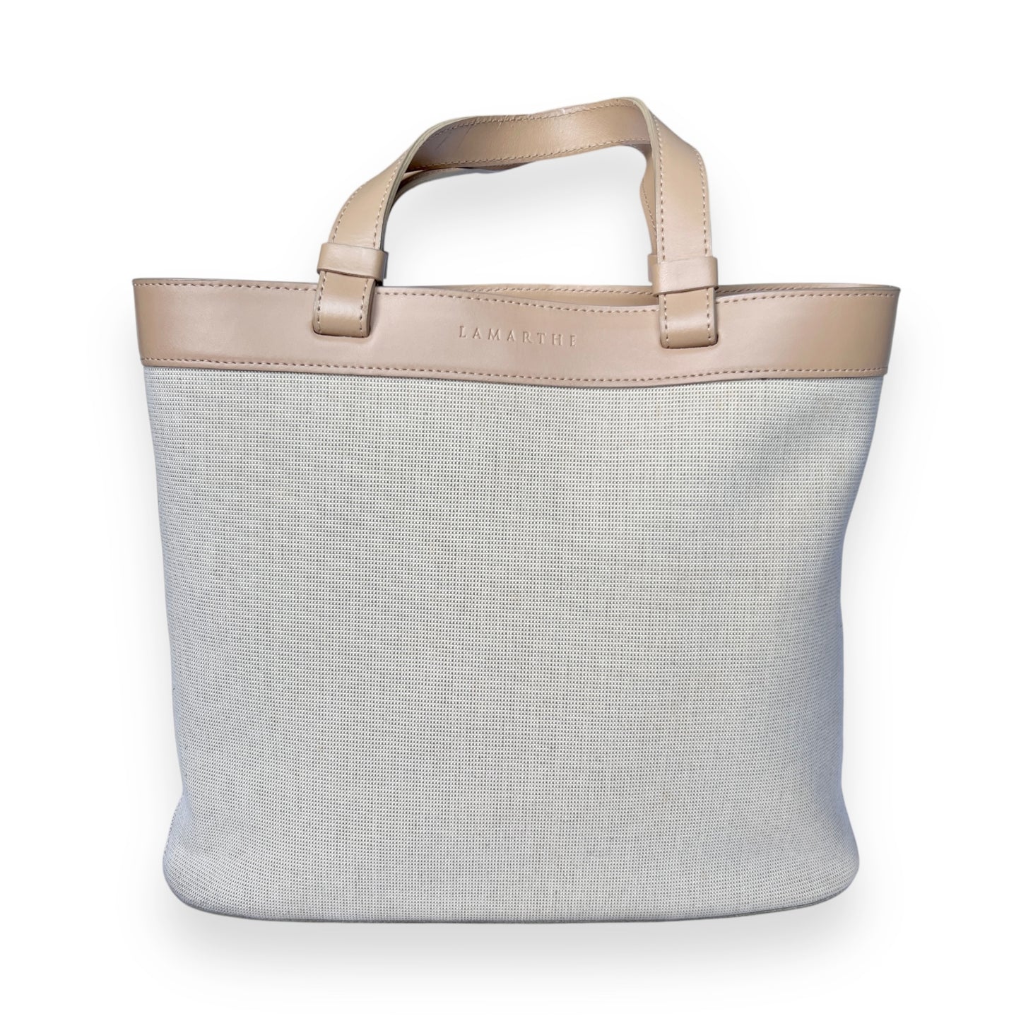 Vintage Lamarthe Canvas and Leather Beige Tote Bag