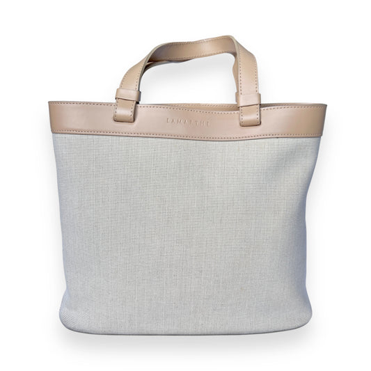 Vintage Lamarthe Canvas and Leather Beige Tote Bag