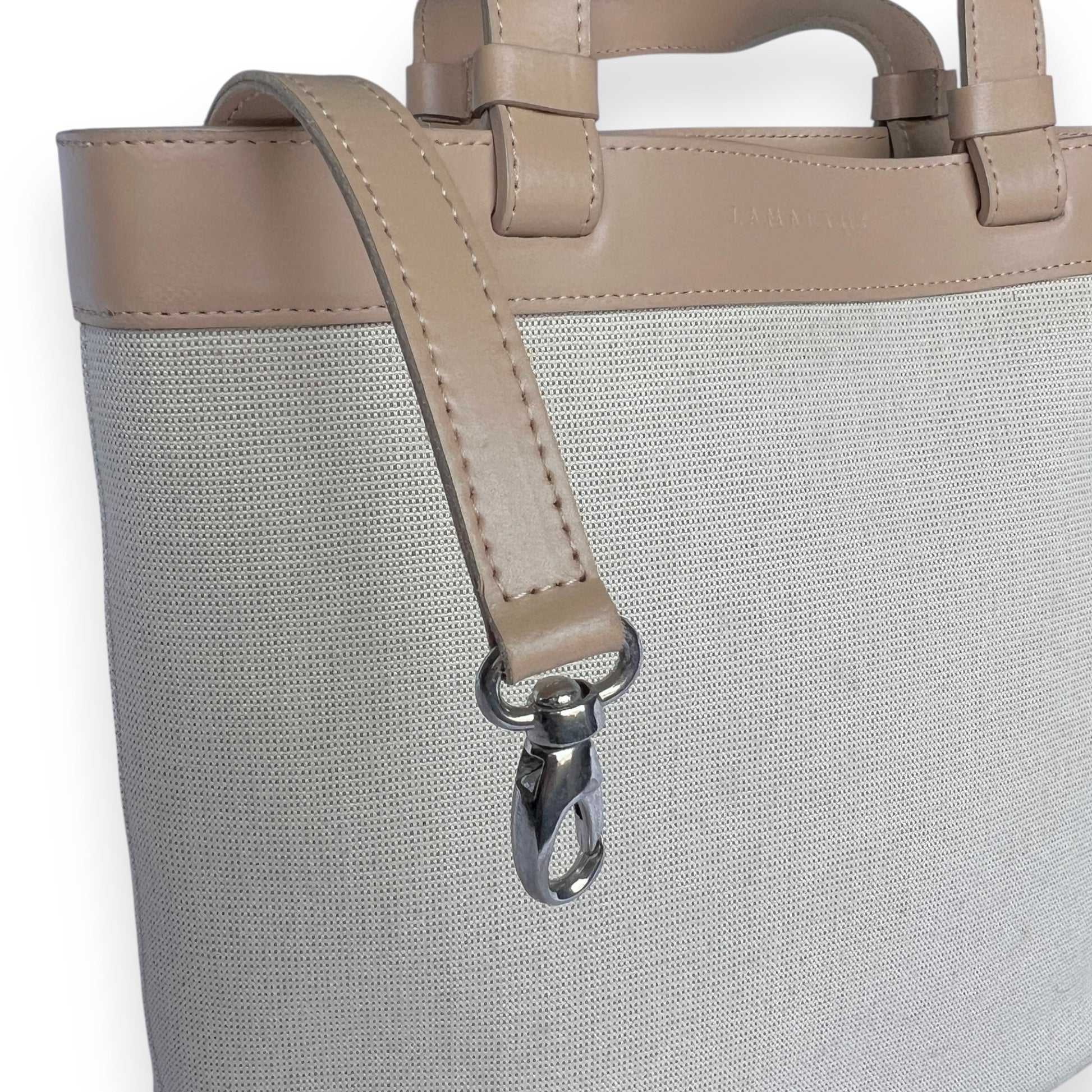 Vintage Lamarthe Canvas and Leather Beige Tote Bag