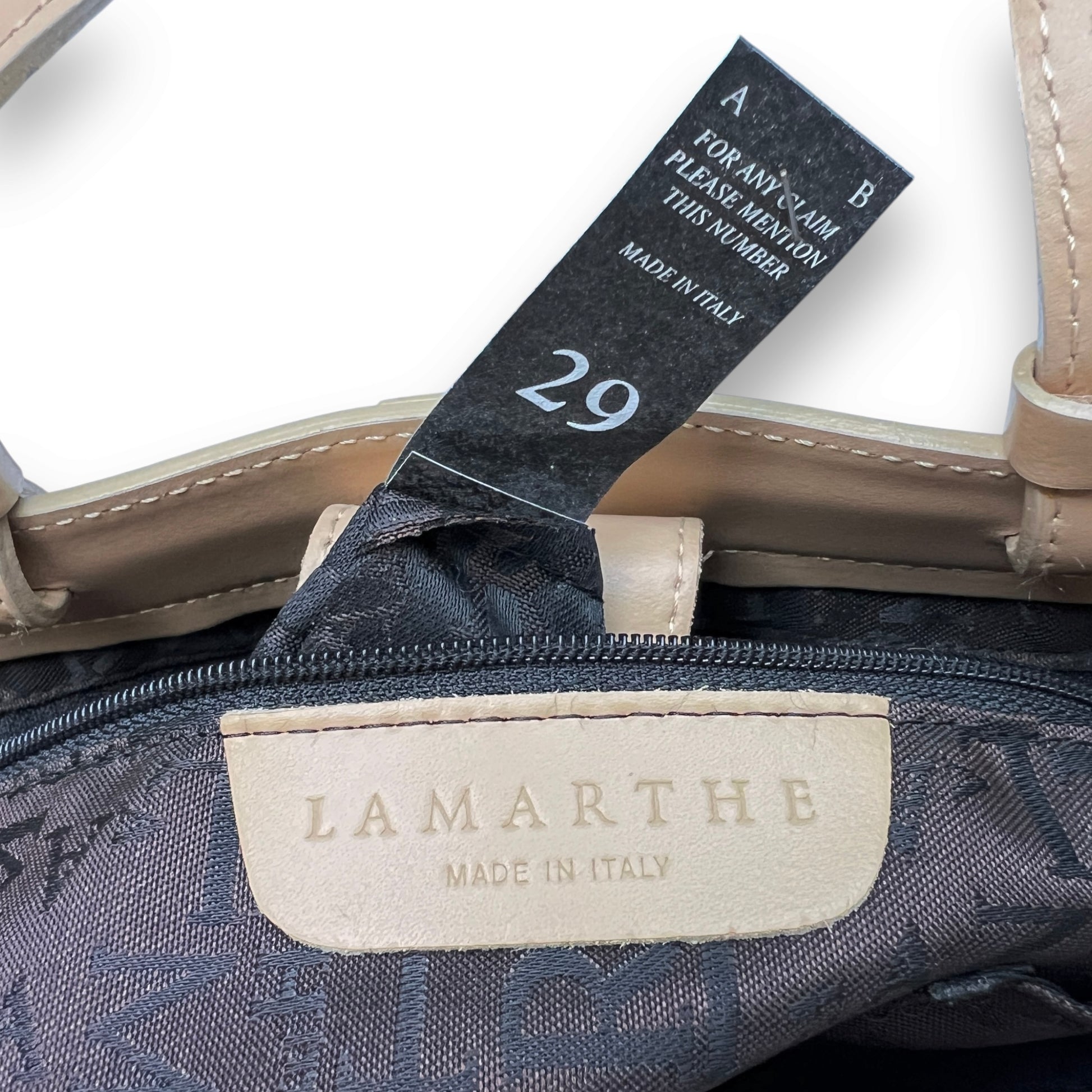 Vintage Lamarthe Canvas and Leather Beige Tote Bag