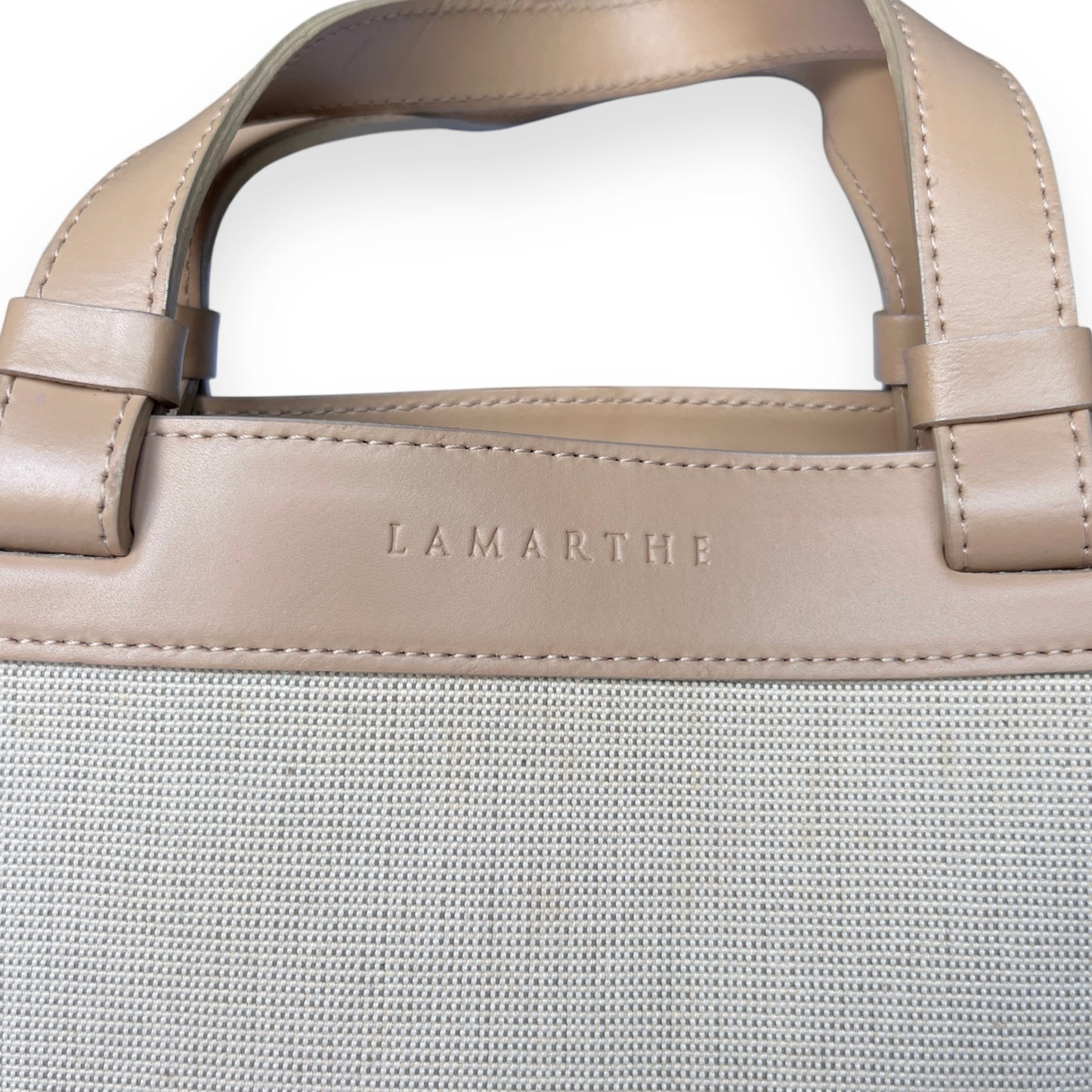 Vintage Lamarthe Canvas and Leather Beige Tote Bag