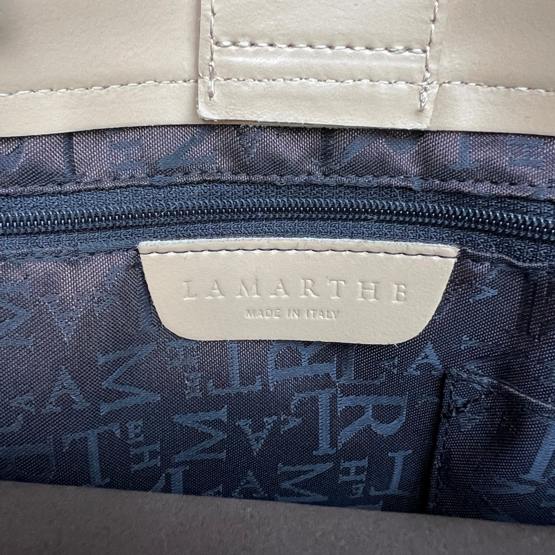 Vintage Lamarthe Canvas and Leather Beige Tote Bag