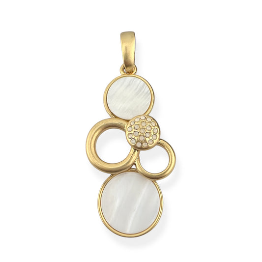 Vintage Gold and Mother of Pearl Pendant by Designer Lia Sophia Abstract