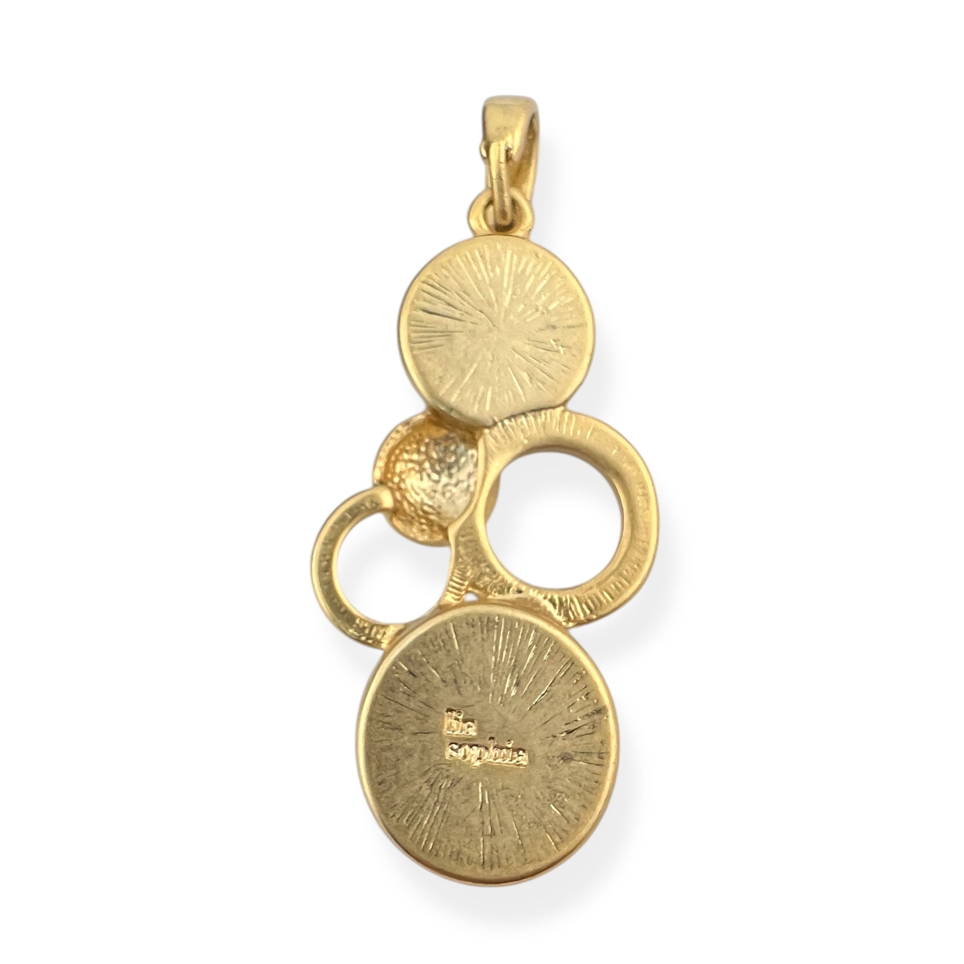 Vintage Gold and Mother of Pearl Pendant by Designer Lia Sophia Abstract