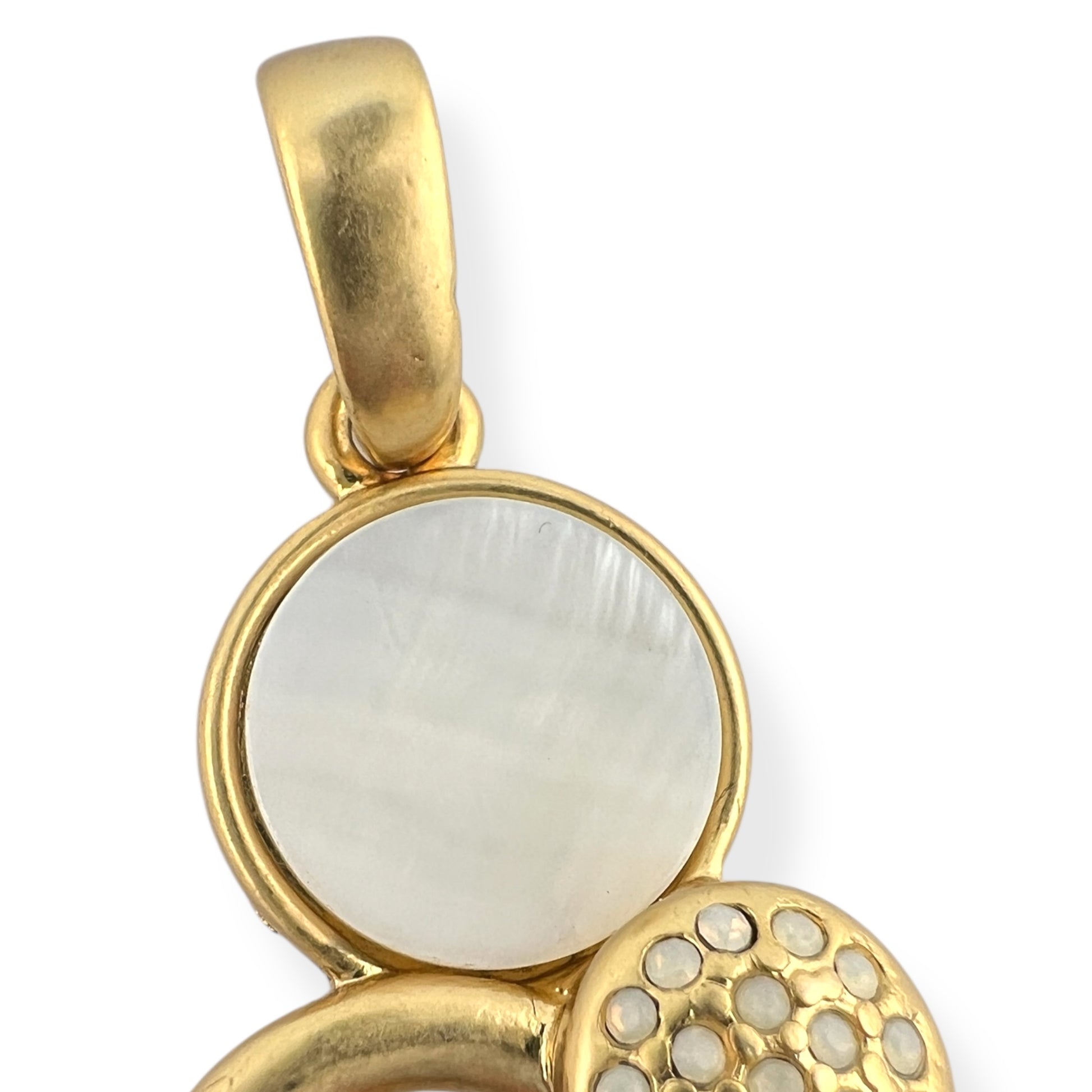 Vintage Gold and Mother of Pearl Pendant by Designer Lia Sophia Abstract