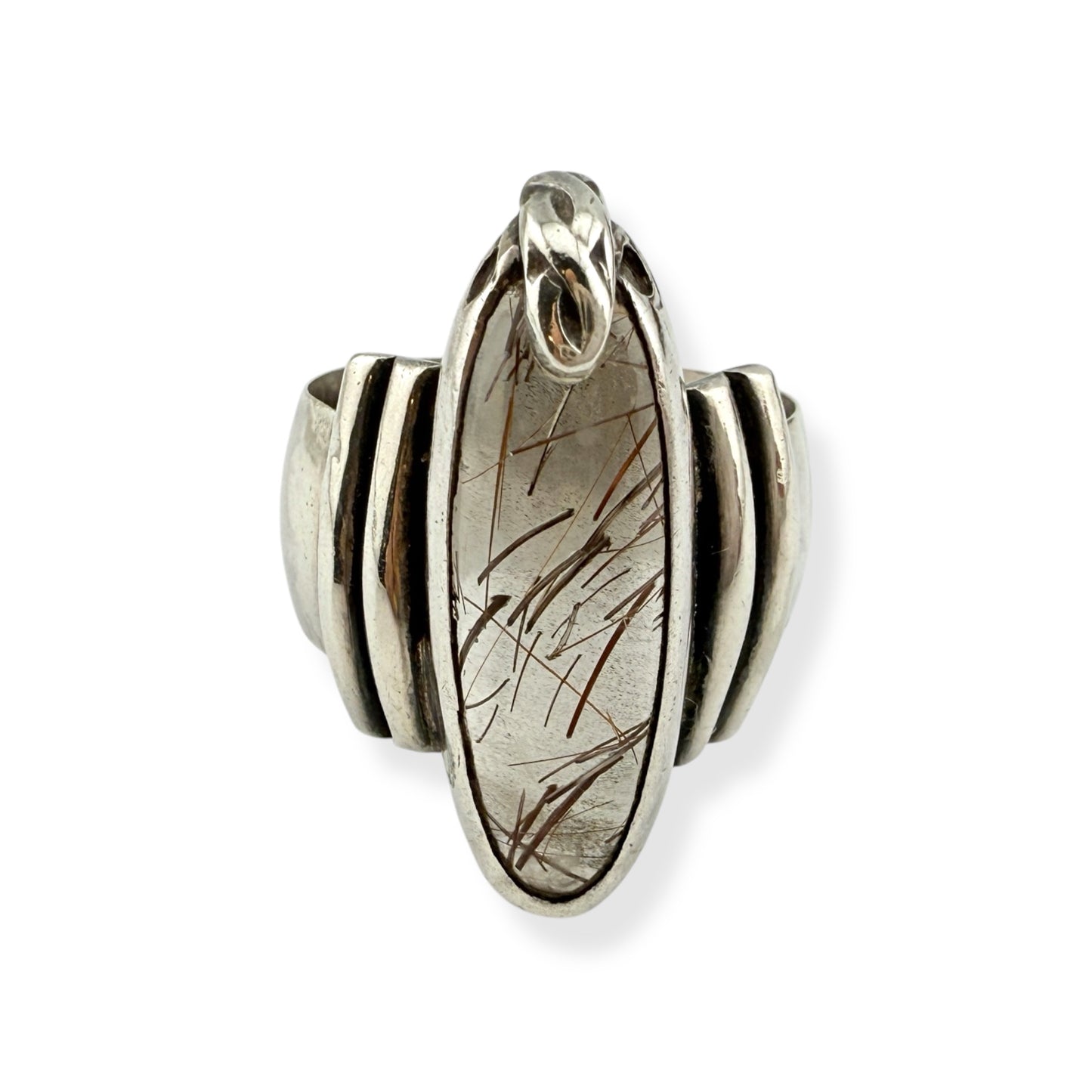 Vintage Sterling Silver & Rutilated Quartz Ring - JM, 1994