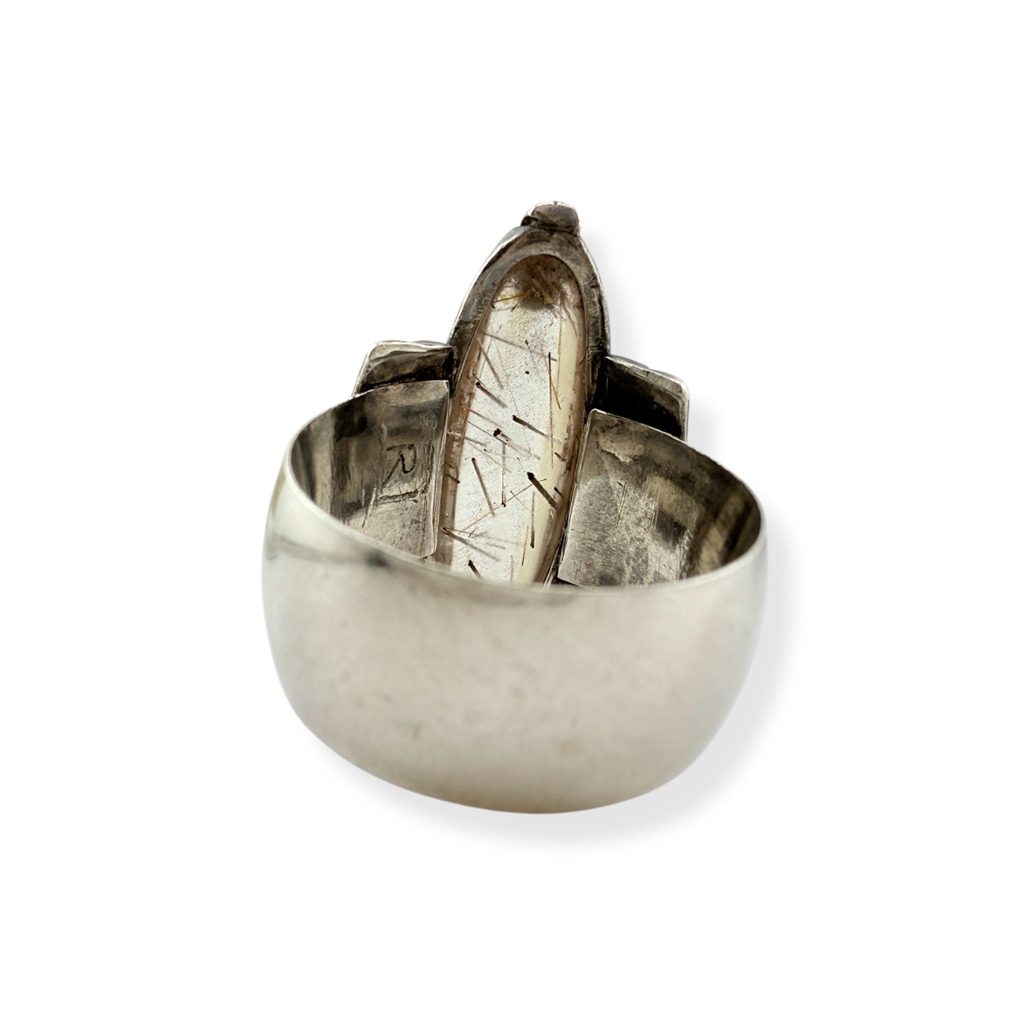 Vintage Sterling Silver & Rutilated Quartz Ring - JM, 1994