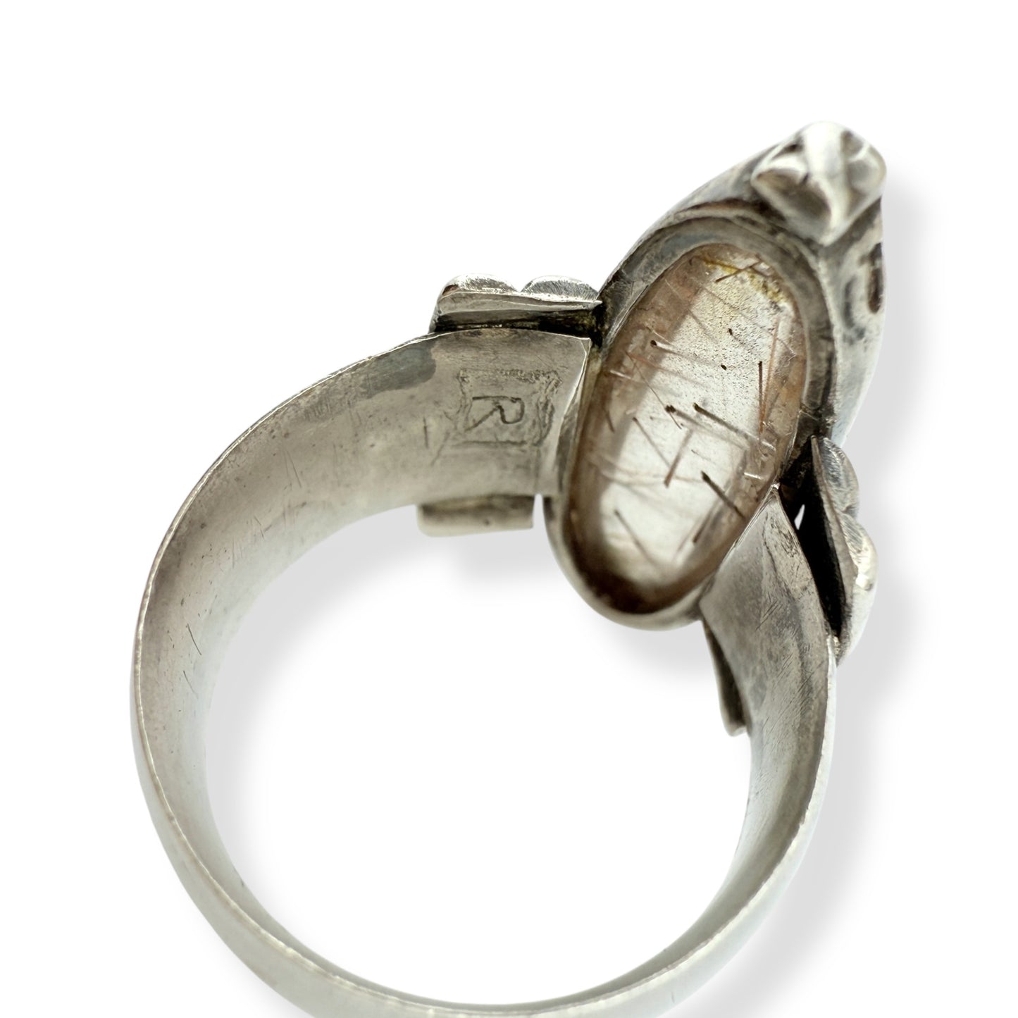 Vintage Sterling Silver & Rutilated Quartz Ring - JM, 1994